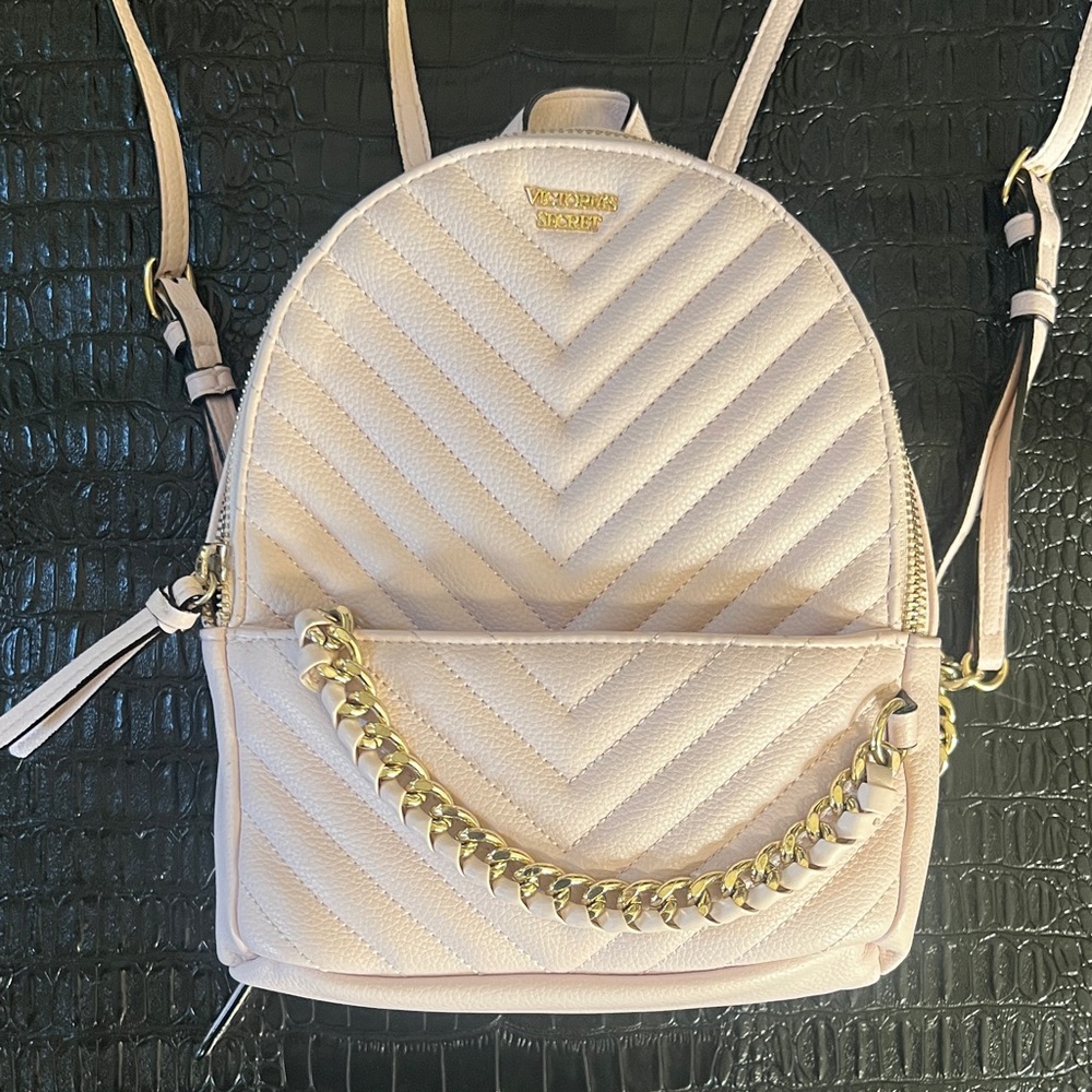 Victorias Secret Quilted Backpack with Gold Chain